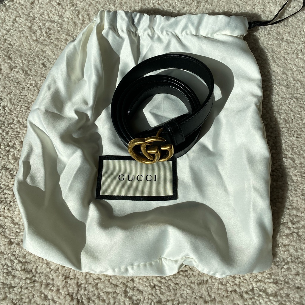 Gucci Sm Gg Belt | Black & Gold